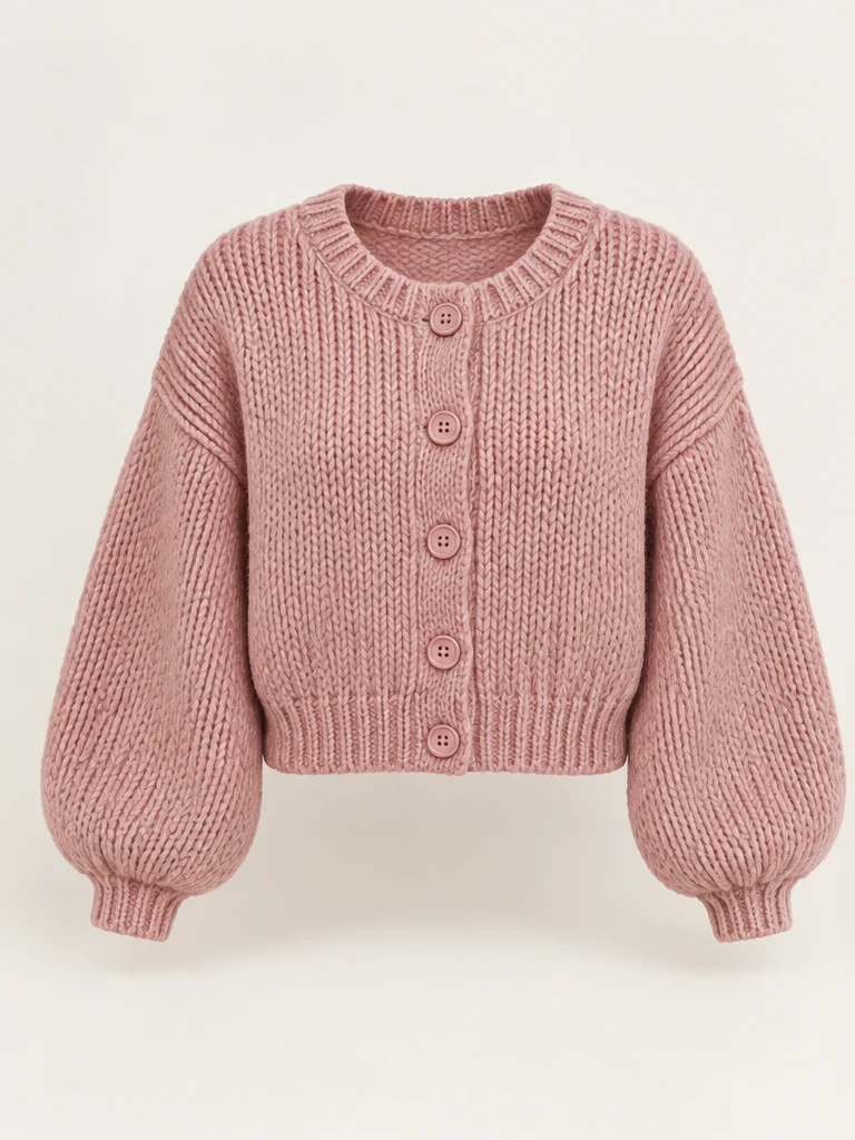 Dusty pink Blush Petal Cardigan, front view