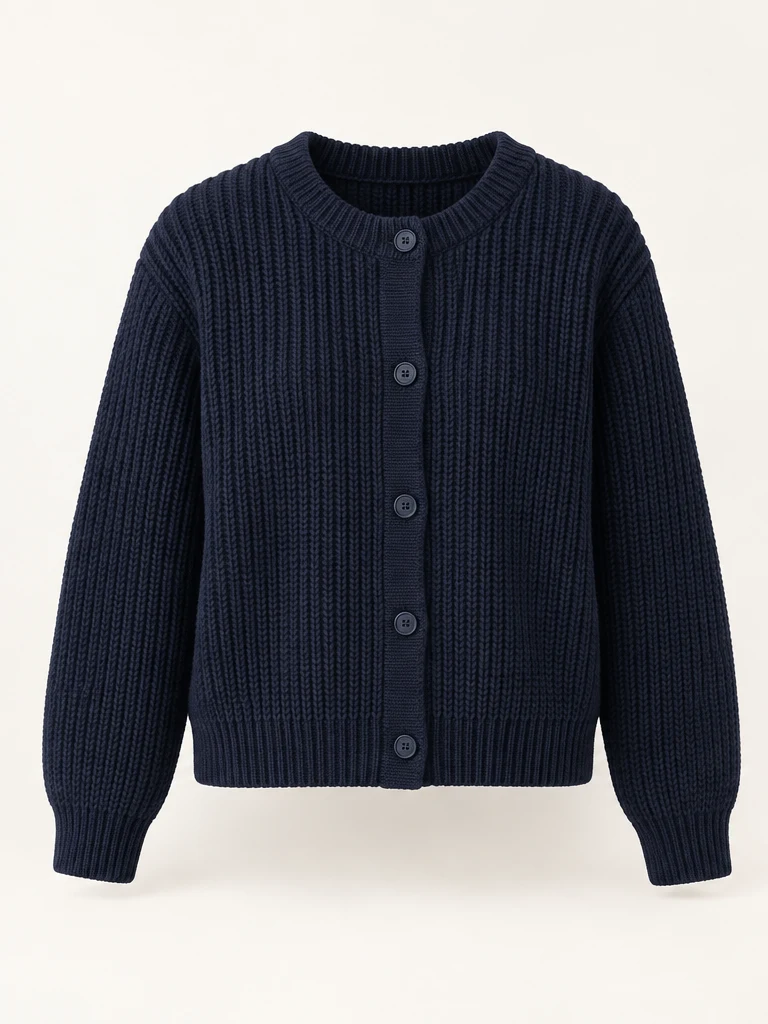 Navy Midnight Soft Cardigan, front view