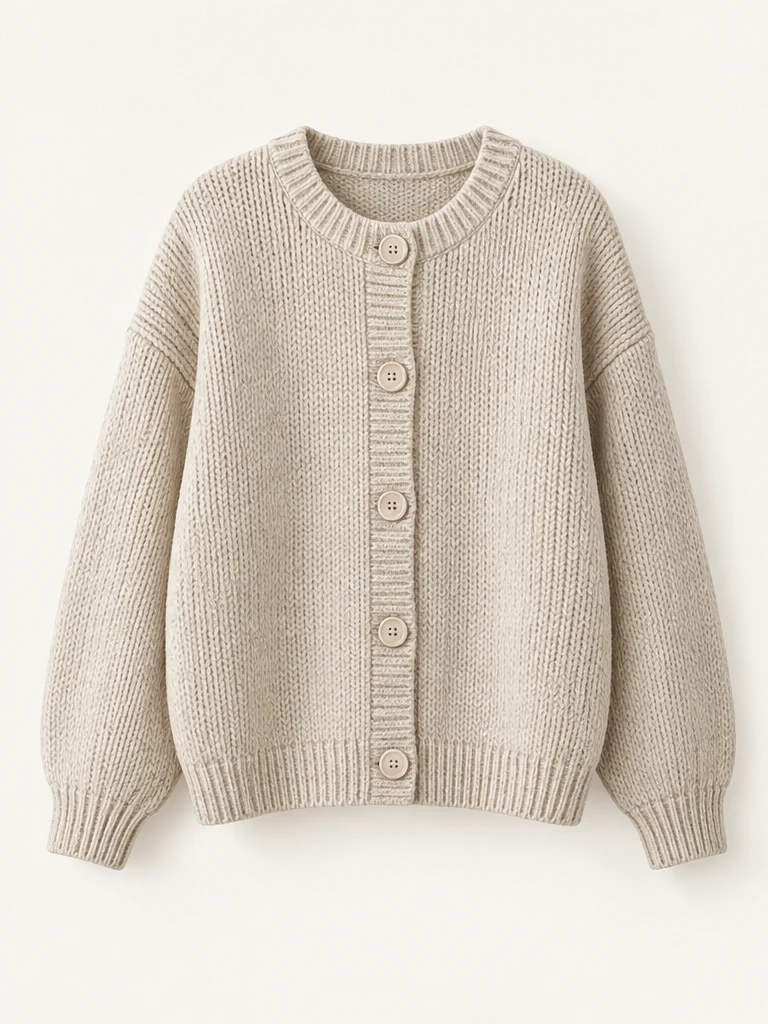 Oatmeal Oat Cloud Cardigan, front view